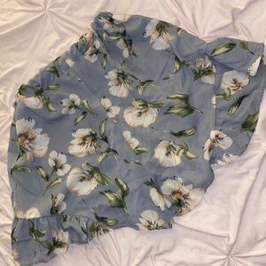 Blue Flower Printed Shorts